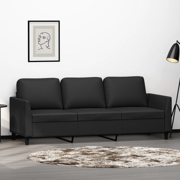 NNEVL 3-Seater Sofa Black 180 cm Faux Leather