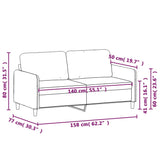 NNEVL 2-Seater Sofa Light Grey 140 cm Velvet