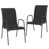 NNEVL 3 Piece Garden Dining Set Black Steel