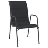 NNEVL 3 Piece Garden Dining Set Black Steel