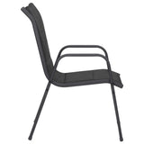 NNEVL 3 Piece Garden Dining Set Black Steel