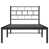 NNEVL Metal Bed Frame with Headboard Black 107x203 cm