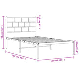 NNEVL Metal Bed Frame with Headboard Black 107x203 cm