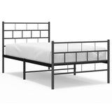 NNEVL Metal Bed Frame with Headboard and Footboard Black 90x190 cm