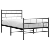 NNEVL Metal Bed Frame with Headboard and Footboard Black 90x190 cm