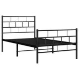 NNEVL Metal Bed Frame with Headboard and Footboard Black 90x190 cm