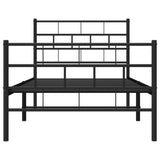 NNEVL Metal Bed Frame with Headboard and Footboard Black 90x190 cm