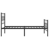 NNEVL Metal Bed Frame with Headboard and Footboard Black 90x190 cm