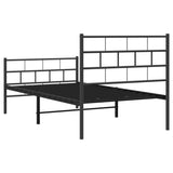 NNEVL Metal Bed Frame with Headboard and Footboard Black 90x190 cm