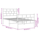 NNEVL Metal Bed Frame with Headboard and Footboard Black 90x190 cm
