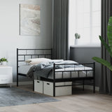 NNEVL Metal Bed Frame with Headboard and Footboard Black 90x190 cm