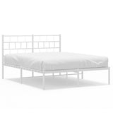 NNEVL Metal Bed Frame with Headboard White 150x200 cm