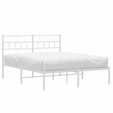 NNEVL Metal Bed Frame with Headboard White 150x200 cm