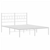 NNEVL Metal Bed Frame with Headboard White 150x200 cm
