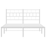 NNEVL Metal Bed Frame with Headboard White 150x200 cm