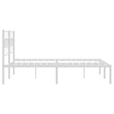 NNEVL Metal Bed Frame with Headboard White 150x200 cm