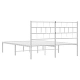 NNEVL Metal Bed Frame with Headboard White 150x200 cm