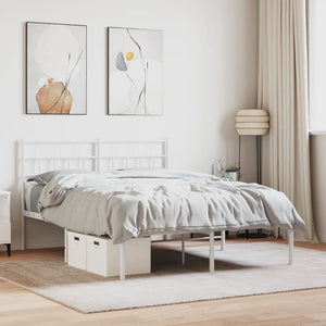 NNEVL Metal Bed Frame with Headboard White 150x200 cm