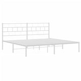 NNEVL Metal Bed Frame with Headboard White 183x203 cm King Size