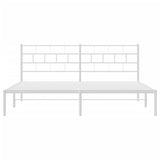 NNEVL Metal Bed Frame with Headboard White 183x203 cm King Size