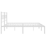 NNEVL Metal Bed Frame with Headboard White 183x203 cm King Size