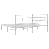 NNEVL Metal Bed Frame with Headboard White 183x203 cm King Size