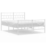 NNEVL Metal Bed Frame with Headboard and Footboard White 135x190 cm