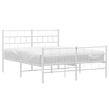 NNEVL Metal Bed Frame with Headboard and Footboard White 135x190 cm