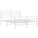 NNEVL Metal Bed Frame with Headboard and Footboard White 135x190 cm