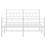 NNEVL Metal Bed Frame with Headboard and Footboard White 135x190 cm