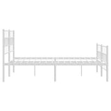NNEVL Metal Bed Frame with Headboard and Footboard White 135x190 cm