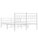 NNEVL Metal Bed Frame with Headboard and Footboard White 135x190 cm