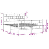 NNEVL Metal Bed Frame with Headboard and Footboard White 135x190 cm