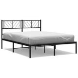 NNEVL Metal Bed Frame with Headboard Black 150x200 cm