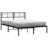 NNEVL Metal Bed Frame with Headboard Black 150x200 cm