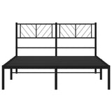 NNEVL Metal Bed Frame with Headboard Black 150x200 cm