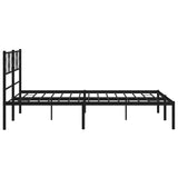 NNEVL Metal Bed Frame with Headboard Black 150x200 cm