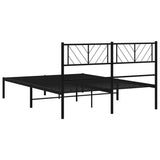 NNEVL Metal Bed Frame with Headboard Black 150x200 cm