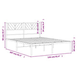 NNEVL Metal Bed Frame with Headboard Black 150x200 cm