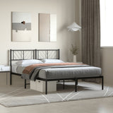 NNEVL Metal Bed Frame with Headboard Black 150x200 cm