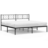 NNEVL Metal Bed Frame with Headboard Black 183x203 cm King Size