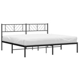 NNEVL Metal Bed Frame with Headboard Black 183x203 cm King Size
