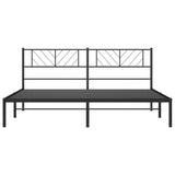 NNEVL Metal Bed Frame with Headboard Black 183x203 cm King Size