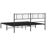 NNEVL Metal Bed Frame with Headboard Black 183x203 cm King Size