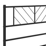 NNEVL Metal Bed Frame with Headboard Black 183x203 cm King Size