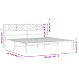 NNEVL Metal Bed Frame with Headboard Black 183x203 cm King Size