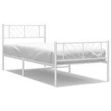 NNEVL Metal Bed Frame with Headboard and Footboard White 90x190 cm