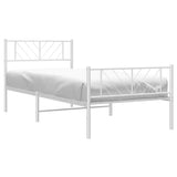 NNEVL Metal Bed Frame with Headboard and Footboard White 90x190 cm