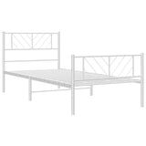 NNEVL Metal Bed Frame with Headboard and Footboard White 90x190 cm