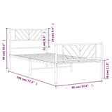 NNEVL Metal Bed Frame with Headboard and Footboard White 90x190 cm